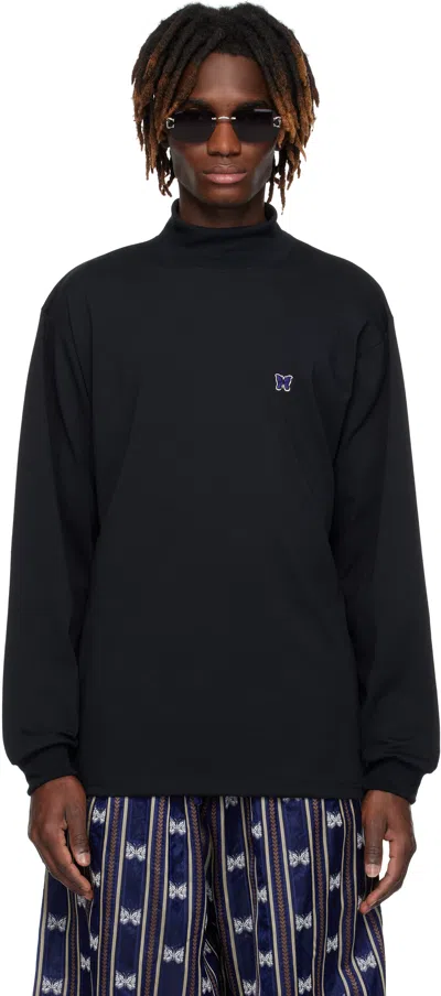 Needles Black Mock Neck T-shirt In C-black