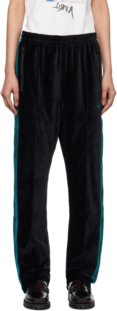 Needles Black Narrow Track Pants In C-black