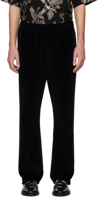 Needles Black Narrow Track Pants In C-black
