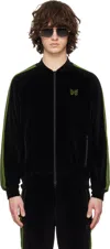 Needles Rib Collar Track Jacket Cpe Velour In Black