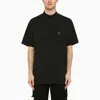 Needles Solid Color Mock-neck T-shirt With Butterflyembroidery In Black