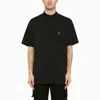Needles Solid Color Mock-neck T-shirt With Butterflyembroidery In Black