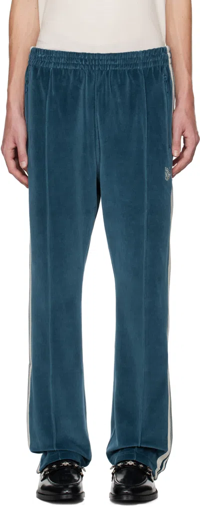 Needles Blue Narrow Track Pants In A-marine Blue