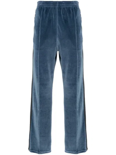 Needles Elasticated-waist Velvet Track Trousers In Navy Blue