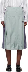 Needles Blue Pleated Track Midi Skirt In B-sax