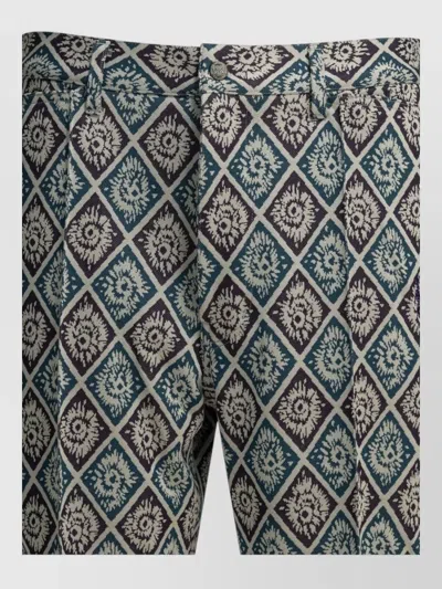 Needles Boot Cut Casual Shorts Patterned Pockets In Multi