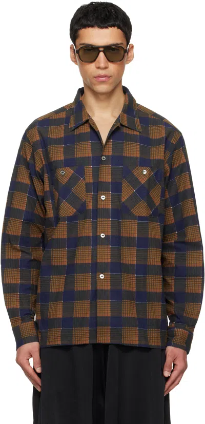 Needles Brown & Navy One-up Printed Flannel Shirt In Multi