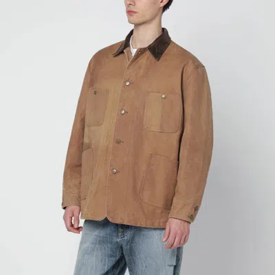 Needles Cotton Jacket Contrast Collar Buttoned Cuffs In Brown