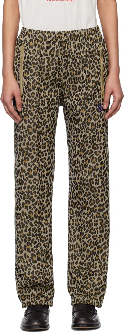 Needles Brown Jacquard Track Pants In B-leopard