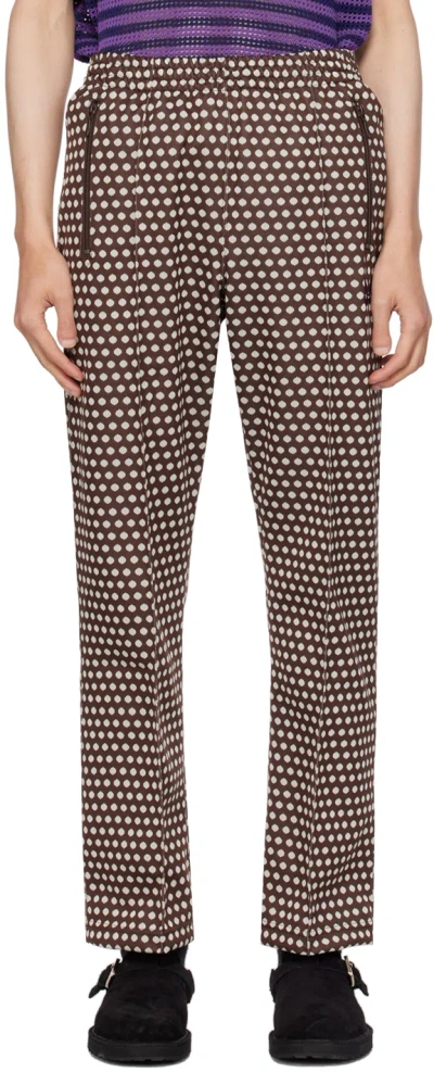 Needles Brown Jacquard Track Pants In Polka Dot