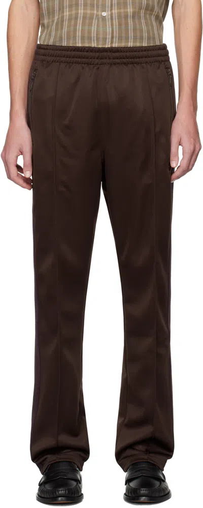 Needles Brown Narrow Track Pants In B-dk.brown