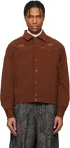 Needles Piping Cowboy Logo-embroidered Satin-trimmed Woven Jacket In A-brown