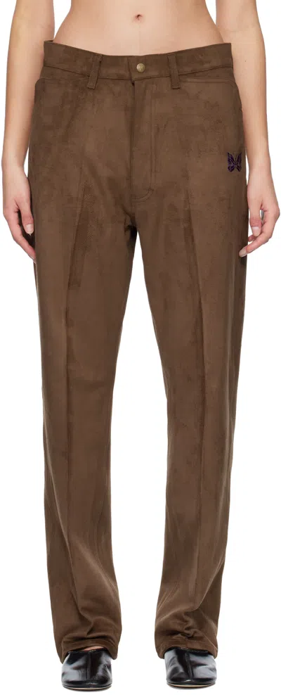 Needles Brown Straight Faux-suede Pants