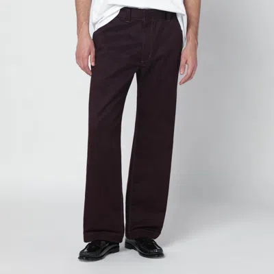 Needles Burgundy Cotton-blend Trousers In Red