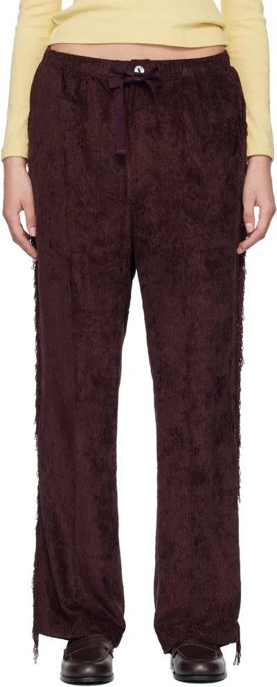 Needles Burgundy Fringe String Lounge Pants In Brown