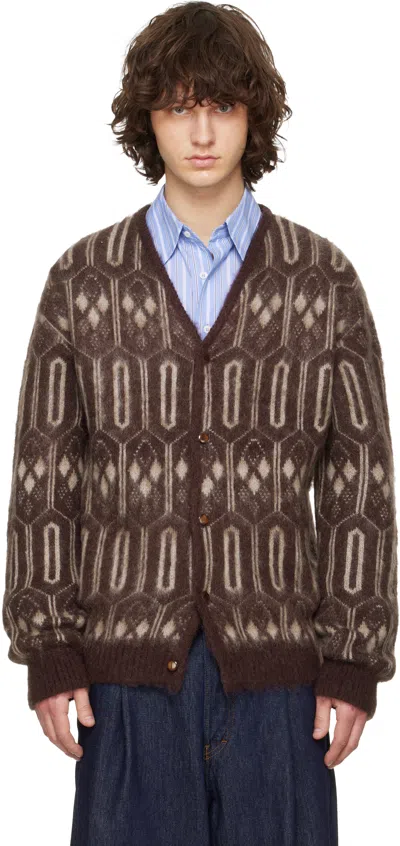 Needles Burgundy Mohair Geometric Cardigan