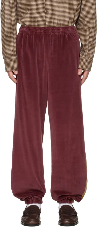 Needles Burgundy Side Line Sweatpants In Brown
