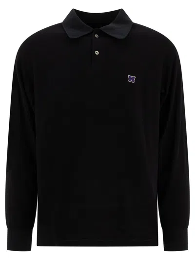 NEEDLES NEEDLES BUTTERFLY DETAILED LONG SLEEVED POLO SHIRT