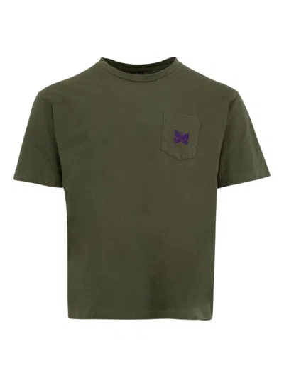 Needles Butterfly Embroidered Pocket T-shirt In Green