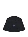 Needles Butterfly-embroidered Ribbed Bucket Hat In Black