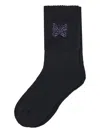 Needles Butterfly-embroidered Wool Socks In Black