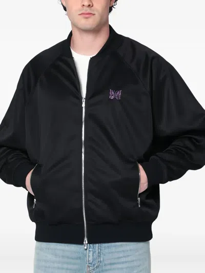 Needles Butterfly-embroidered Zip-up Jacket In Black