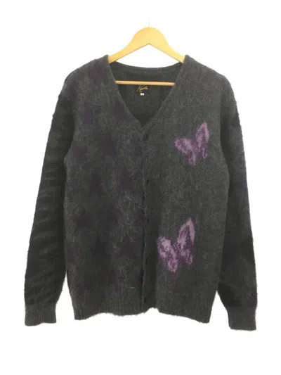 Pre-owned Needles Butterfly Pattern Mohair Knit Cardigan In Grey