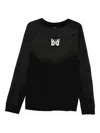 Needles Butterfly-print Distressed-effect Sweatshirt In Black