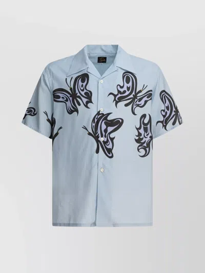 Needles Butterfly Print Short Sleeves Shirt In Blue
