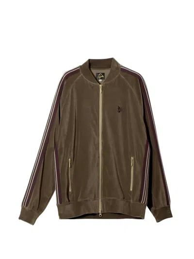 Needles Butterfly-embroidered Side-stripe Jacket In Brown