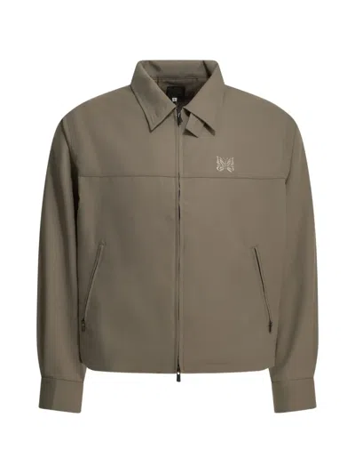 Needles Butterfly-embroidered Zip-up Jacket In Green