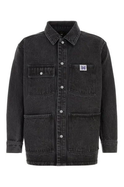 Needles Camicia In Denim Nero Uomo