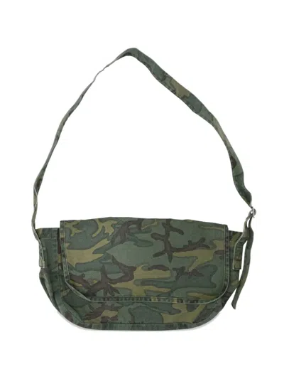 Needles Camouflage-print Cotton Shoulder Bag In Green