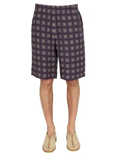 Needles Check Print Bermuda Shorts In Beige