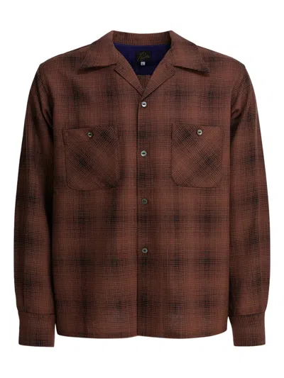 Needles Wool Shirt With Chest Pockets And Long Sleeves In Burgundy