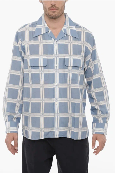 Needles Checked Shirt With Double Breast Pocket And Butterflies Prin In Gray