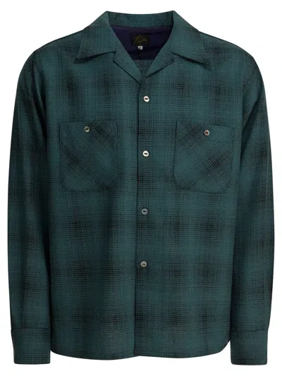 Needles Checked Wool "one-up" Shirt In Green