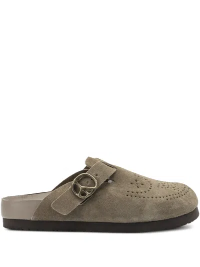 Needles Open Back Perforated Sandals With Textured Sole In Gray