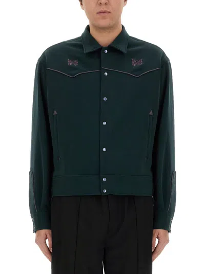 Needles Cowboy Butterfly-embroidered Jacket In Green