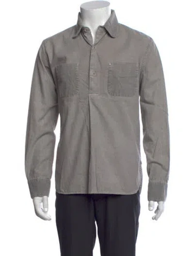 Pre-owned Needles Collar Long Sleeve Polo Shirt In Grey