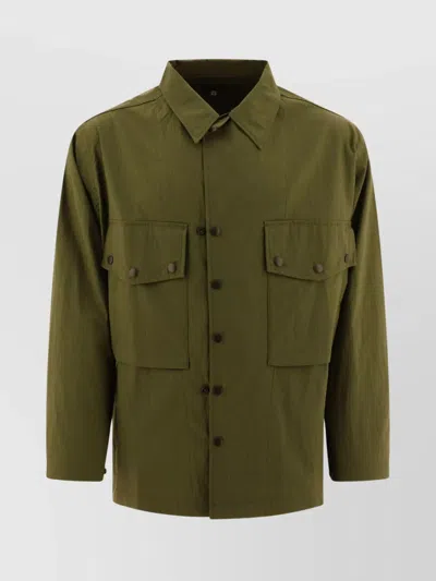 Needles Collared Neck Flap Pockets Long Sleeves Jacket In Green