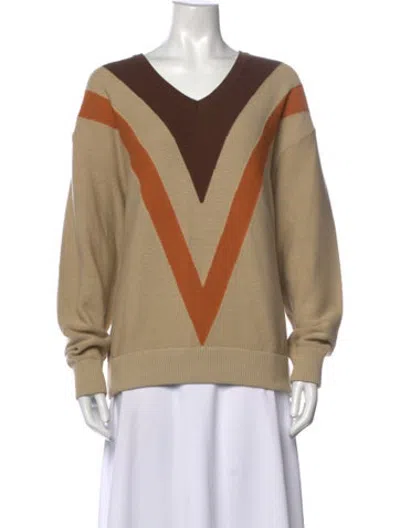 Pre-owned Needles Colorblock Pattern V-neck Sweater In Neutrals
