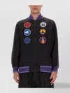 Needles Comfort Fit Satin Jacket With Graphic Patches In Black