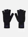 Needles Embroidered-logo Fingerless Gloves In Blue