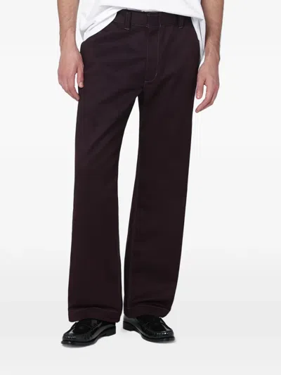 Needles Cotton Blend Tailored Trousers Belt Loops Pockets In Brown