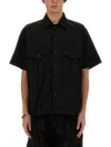 Needles Relaxed Fit Short-sleeved Shirt With Classic Collar And Chest Pockets In Black