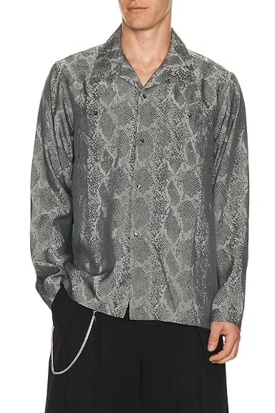 Needles Cowboy One Up Shirt Python Jacquard In Gray