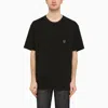 Needles Black Crewneck T-shirt With Logo Patch And Chest Pocket In Jersey In Black