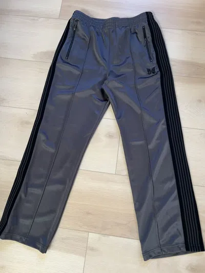 Pre-owned Needles Dark Grey Black Poly Smooth Track Pant Medium In Gray