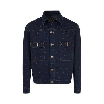 Pre-owned Needles Denim Jacquard Jacket 'indigo' | Blue | Men's Size Xl